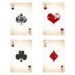 Grunge playing cards over white square background
