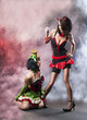 Two beautiful ladys in costumes