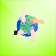 Hands on globe..