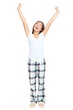 Pajamas woman stretching isolated