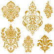 Vector Gold Damask Ornament Set Vector Gold Damask Ornament Set