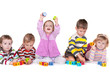 Playing blocks in kindergarten Playing blocks in kindergarten