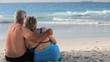 Aged woman and man looking at the horizon