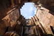 buddha staue in the temple ruins of sukhothai in thailand . .