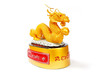 Golden dragon statue isolated