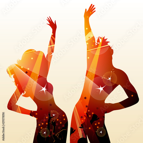 Vector: couple on the festive party in the nightclub couple on the festive party in the nightclub