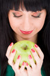 sweet girl with apple