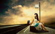Photo: Girl waiting train on the platform of railway station Girl waiting train on the platform of railway station