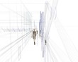 uomo donna inseguimento rendering 3d wire