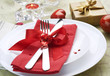 Romantic Dinner. Place setting for Valentine's Day