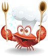 Granchio Chef Cartoon-Crab Cook Cartoon-Vector Granchio Chef Cartoon-Crab Cook Cartoon-Vector