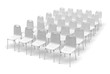 Rangées de chaises sur fond blanc 1
