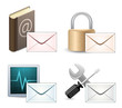 Mail Marketing Icon Set. Mail Envelopes with Reflection.