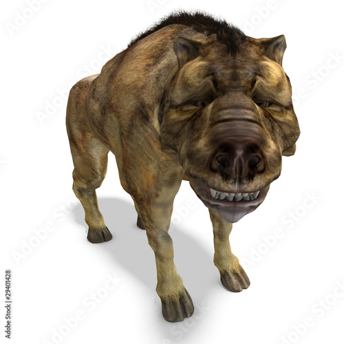 Illustration: Dinosaur Daeodon Dinohyus. 3D rendering with clipping path and Dinosaur Daeodon Dinohyus. 3D rendering with clipping path and