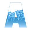 Bubbles and Water Isolated Alphabet Letter A