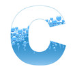 Bubbles and Water Isolated Alphabet Letter C