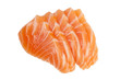 Slices of raw salmon used in sashimi isolated on white Slices of raw salmon used in sashimi isolated on white