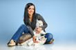 woman and puppies