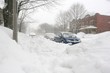 Blizzard in a residential quarter of Quebec City, Canada