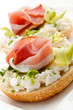 Bread with cream cheese and smoked bacon