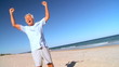 Senior Male Fun Beach Exercise filmed at 60FPS