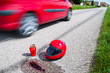 Unfall mit Motorrad. Verkehrsunfall mit Bremsspur