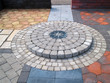 Display of stone floor tiles