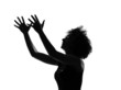 young afro american woman silhouette happy imploring