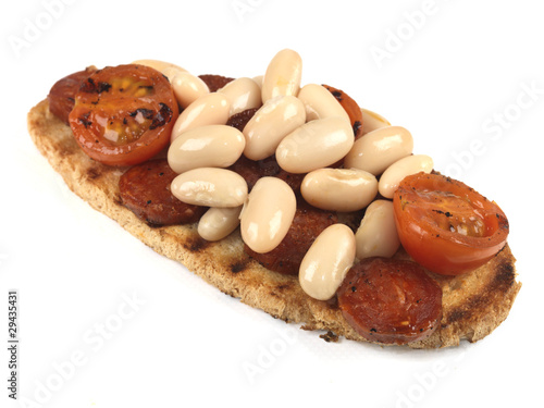 Photo: Chirozo and Cannellini Beans on Toast Chirozo and Cannellini Beans on Toast