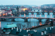 Prague bridges in evening lights Prague bridges in evening lights