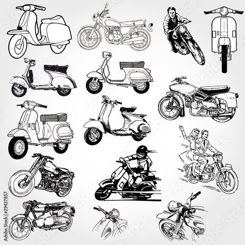 Vector: motorcycle set - vector motorcycle set - vector