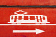 tram lane sign