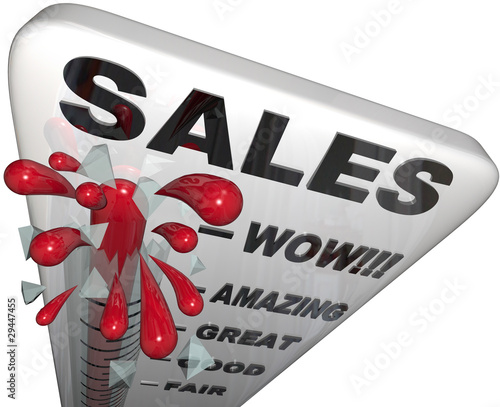 Illustration: Sales - Thermometer Rising Past Great Levels Sales - Thermometer Rising Past Great Levels
