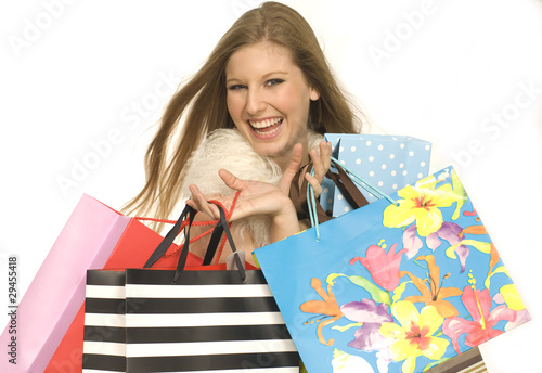 Photo: Frau mit Einkaufstüten Frau mit Einkaufstüten