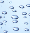 Some water droplets over a blue background