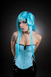 Photo en ligne au meilleur prix Cyber gothic girl in blue vinyl outfit