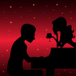 piano player with woman
