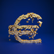 Euro currency symbol cramles into a pile of ruble