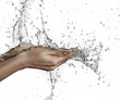 woman hand in water splash