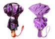 Stylish umbrella isolated on a white background, collage
