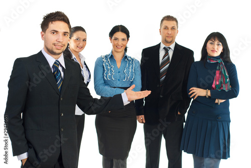 Photo: Business man presenting his teamwork Business man presenting his teamwork