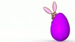 easter bunny peers from behind an easter egg
