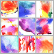 Set of abstract hand drawn watercolor