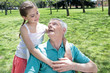 Girl with her grandfather