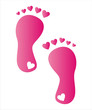foot steps with hearts