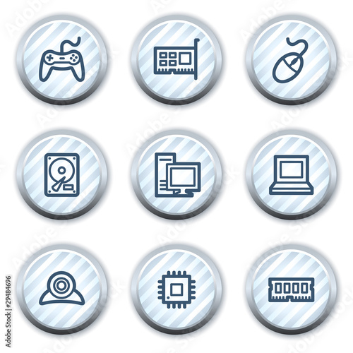 Vector: Computer web icons, stripped light blue circle buttons Computer web icons, stripped light blue circle buttons