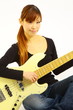 young woman with a 5 strings bass