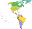 Vector: Map of south and north america with countries Map of south and north america with countries