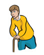 Man with injury leaning on a cane Man with injury leaning on a cane