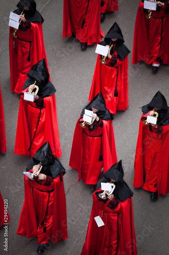 Photo: Nazarenos cornet band in Semana Santa. Valladolid, Spain Nazarenos cornet band in Semana Santa. Valladolid, Spain